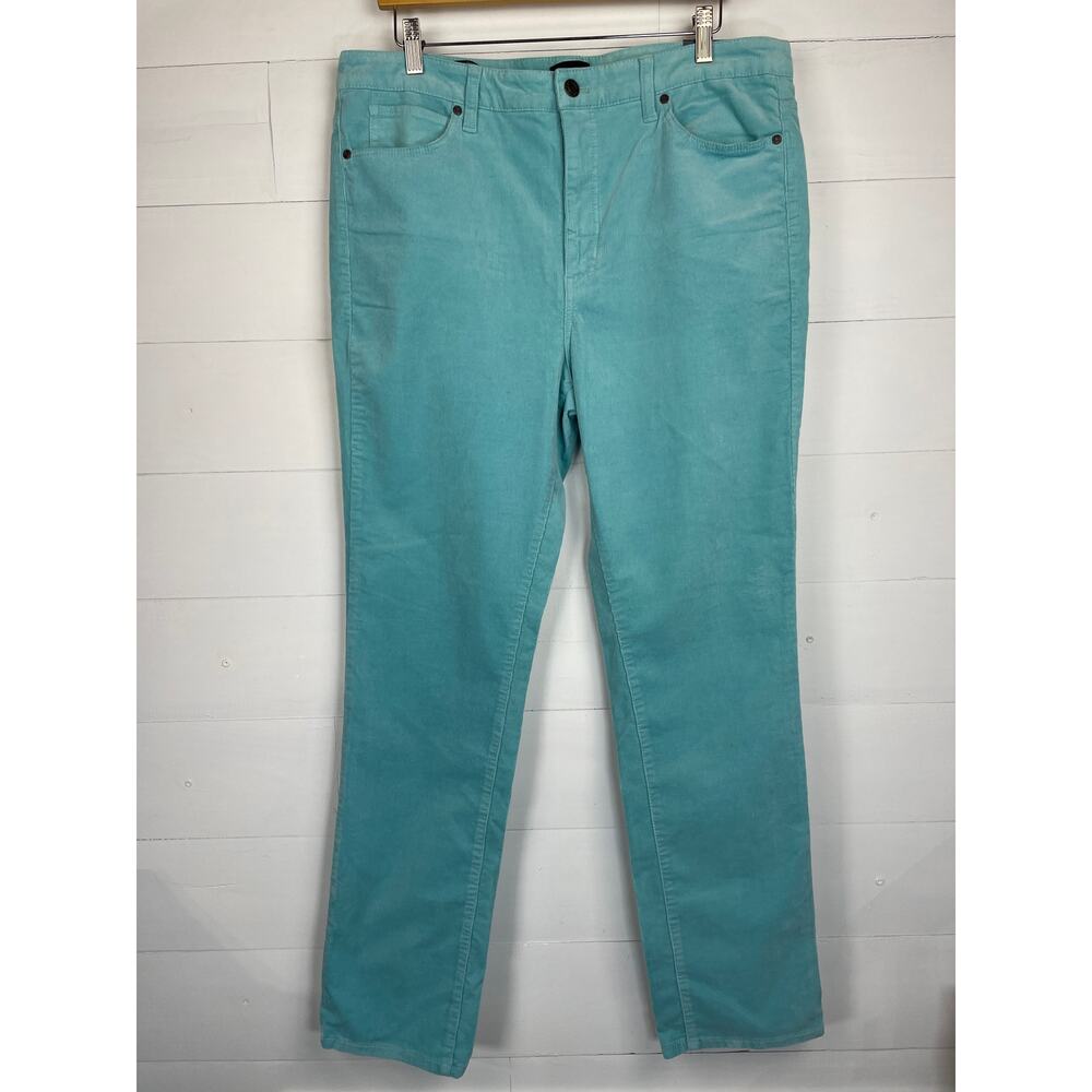 NWT Talbots Slimming Corduroy Straight Leg Pants Aqua Blue Curvy Fit Size 12